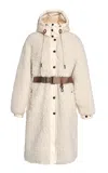Moncler Blavet Long Teddy Coat In White