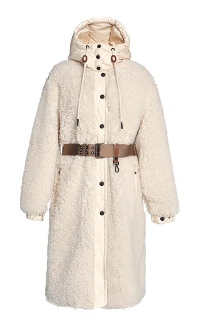 Moncler Blavet Long Teddy Coat In White