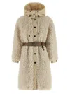 Moncler Grenoble Blavet Teddy Fleece Long Coat In Neutral