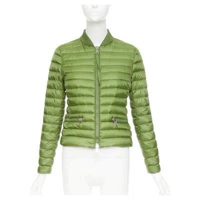 Pre-owned Moncler Blen Giubotto Green Horizontal Down Quilted Zip Up Jacket Sz.1 S
