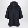 Moncler Blend Cape With Zip And Hood In Blue