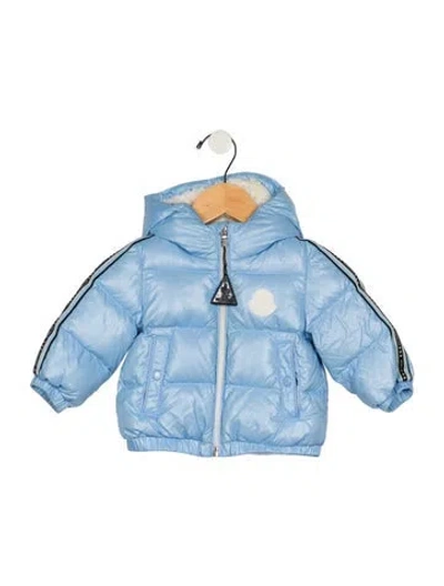 Pre-owned Moncler Babies' Blue And Neutral Two Piece Down Snow Suit