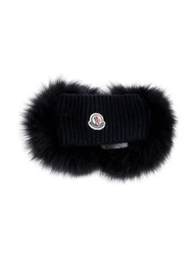 Pre-owned Moncler Blue And White  Headband With Pom Pom Embellishment In Multi
