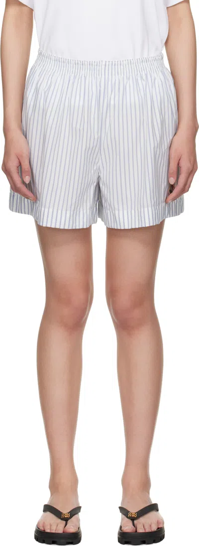 MONCLER BLUE & WHITE STRIPED SHORTS