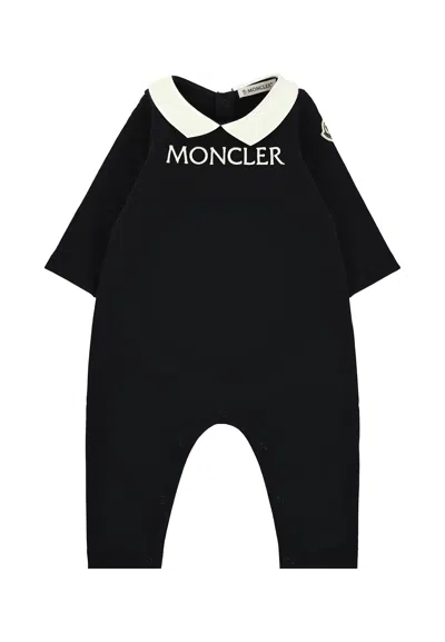 MONCLER BLUE BABYGROW FOR BABY BOY WITH LOGO