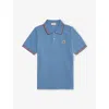 Moncler Blue Brand-badge Cotton-jersey Polo Shirt 4-10 In Blue