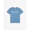 Moncler Logo Cotton T-shirt, Boy, Blue, Size: 8y