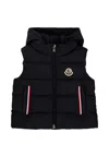 Moncler Blue Buang Vest For Baby Boy With Logo In Black