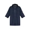 Moncler Wool Cape With Hood And Arm Patch In Blue