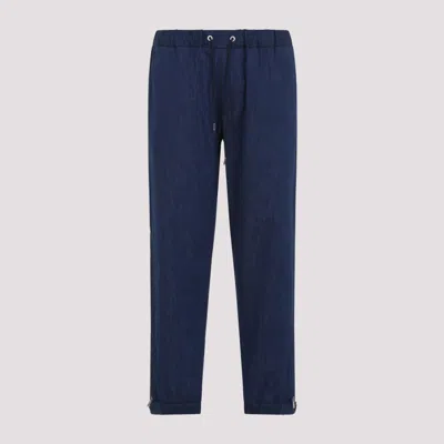 Moncler Blue Cotton Blend Denim Jogging Pants