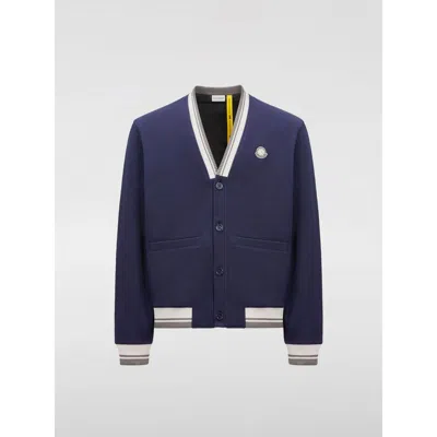 Moncler Blue Cotton Bomber In Multi