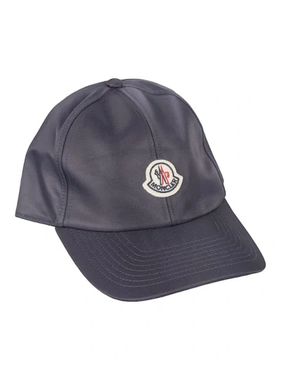 Moncler Blue Cotton Hat In Grey