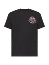 Moncler Blue Cotton Jersey Logo T-shirt In Black
