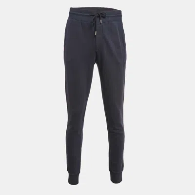 Pre-owned Moncler Blue Cotton Knit Drawstring Jogger Pants Xxl In Navy Blue