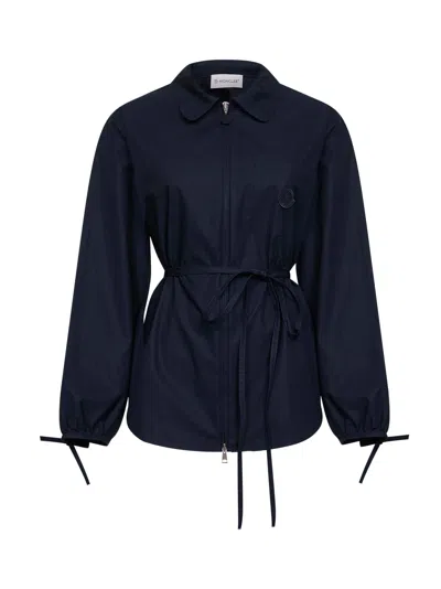 Moncler Blue Cotton Poplin Shirt Jacket