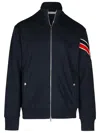 Moncler Stripe-detail Zipped Cardigan In Navy