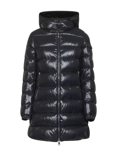 Moncler Blue Courcelles Midi Hooded Down Jacket