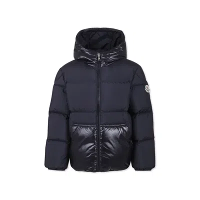 Moncler Kids' Blue Down Jacket For Boy With Logo