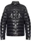 Moncler Blue Down Jacket With Front Press-stud Fastening In Black