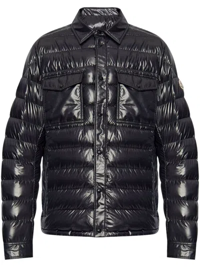 Moncler Blue Down Jacket With Front Press-stud Fastening