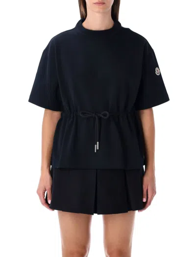 MONCLER BLUE DRAWSTRING-WAIST T-SHIRT