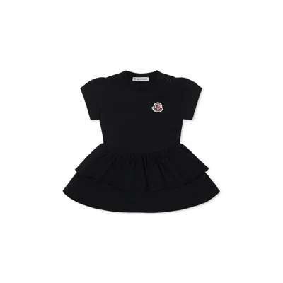 Moncler Blue Dress For Baby Girl With Logo