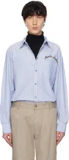 Moncler Blue Embroidered Logo Oxford Cotton Shirt In 701 - Cool Blue