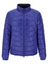 Moncler Padded Jacket With Elastic Cuffs And High Collar In Blue
