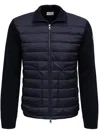 Moncler Blue High Neck Quilted Sweater In Blue