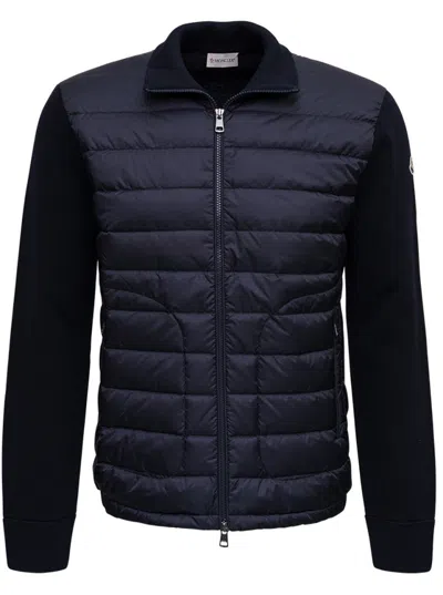 Moncler Blue High Neck Quilted Sweater