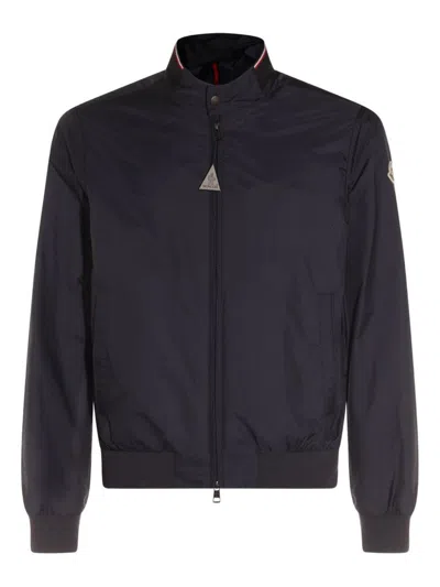 Moncler Blue Jacket With Logo At The Sleeve