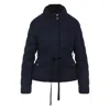 Moncler Quilted High Collar Jacket With Button Accents In Blue