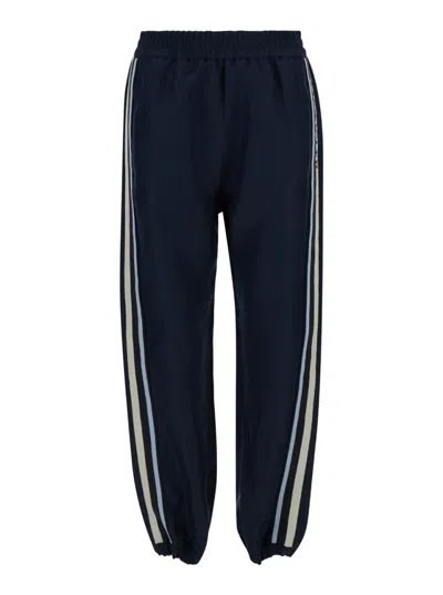MONCLER BLUE JOGGERS PANTS WITH EMBROIDERY
