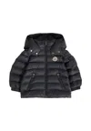 Moncler Blue Jules Down Jacket For Baby Boy With Logo In Black