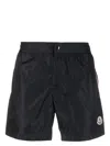 Moncler Tricolour-trimmed Swim Shorts In Blue