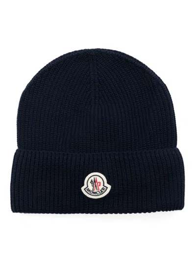Moncler Blue Logo Beanie Hat