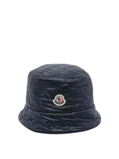 Moncler Blue Logo Bucket Hat In Pattern