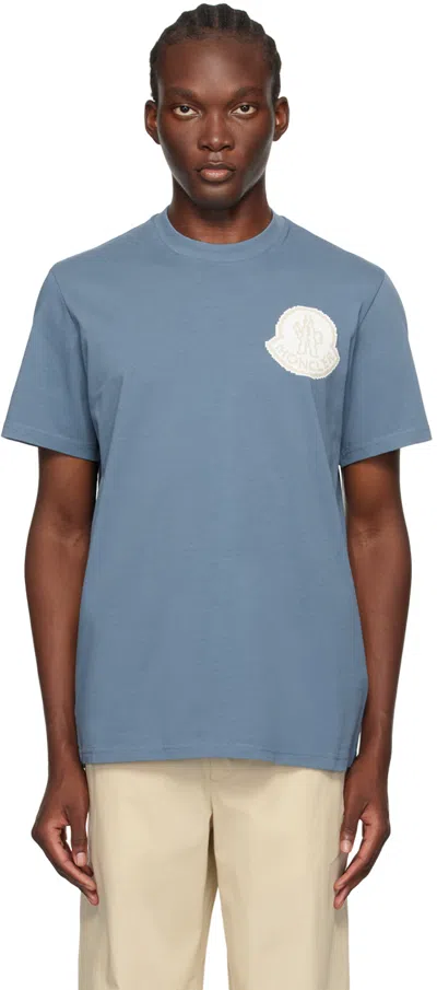 Moncler Blue Logo T-shirt In 71g - Light Blue