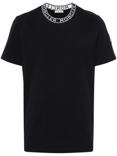 Moncler Blue Logo-trim Cotton T-shirt