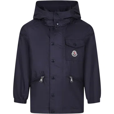 Moncler Kids' Blue Lusala Windbreaker For Boy With Logo