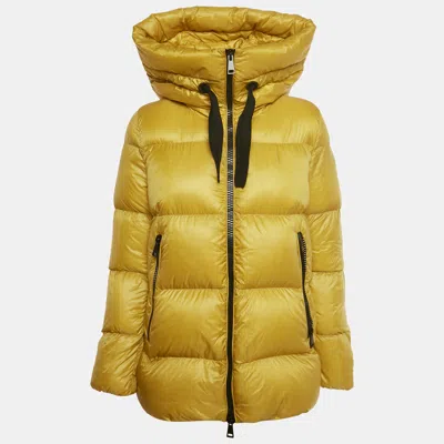 Pre-owned Moncler Blue Nylon Hooded Down Jacket M In Yellow