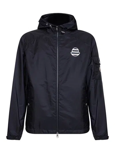 Moncler Mens Navy Mornay Hooded Shell Jacket In Black
