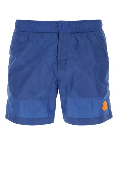 Moncler Blue Nylon Swimming Shorts In 749