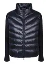 Moncler Cardigan With Quilted Front In Blue