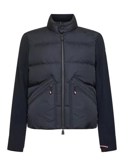 MONCLER BLUE PADDED ZIP-UP CARDIGAN