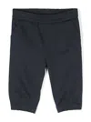 Moncler Blue Pants With Logo Patch On The Back In Cotton Baby In Black