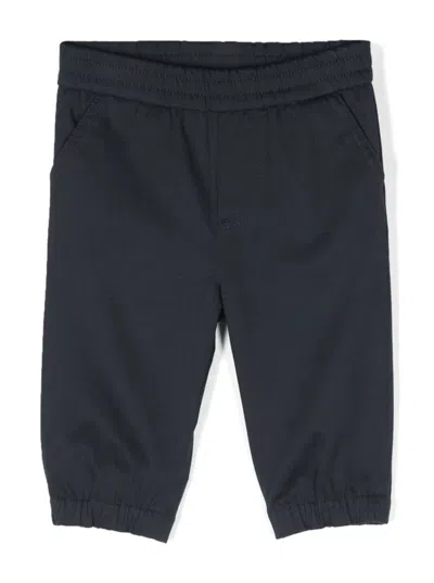 Moncler Kids' Blue Pants With Logo Patch On The Back In Cotton Baby In Black