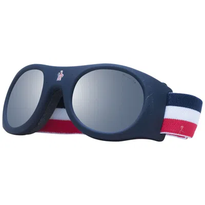 Moncler Mo-1053781 Mirrored Plastic Sunglasses In Blue