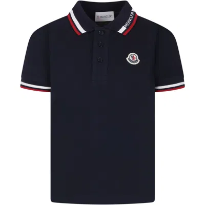 Moncler Kids' Blue Polo Shirt For Boy With Logo