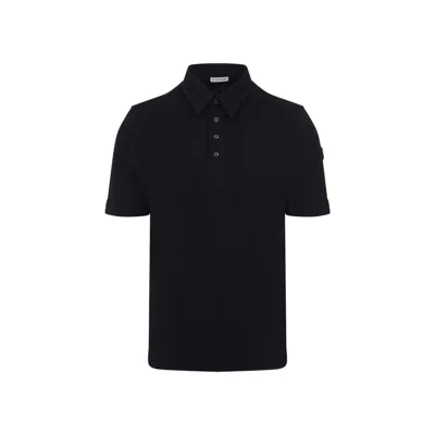 Moncler Blue Polo Shirt With Classic Collar